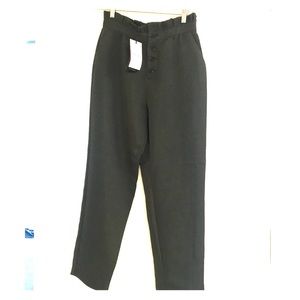 Who What Wear army green slacks with ruffle detail